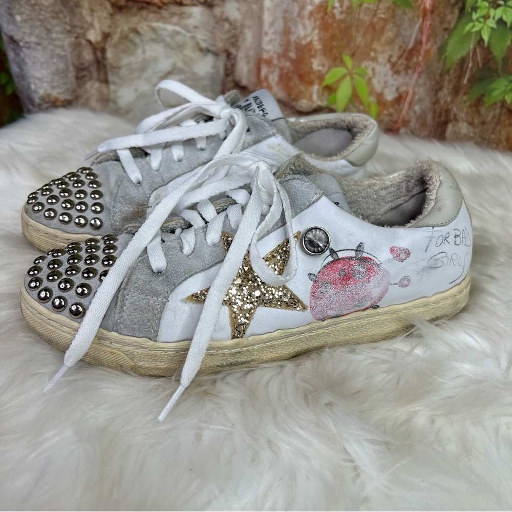 MELINE Lace Up Italian Embellished Sneakers, 38 - Picture 4 of 11
